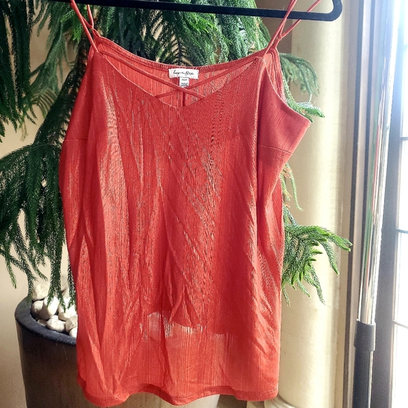 Nordstrom Gauzy Metallic Semi Sheer Strappy Top - Picture 1 of 3
